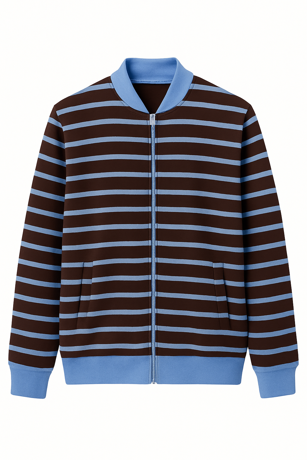 Brown & Blue Zip Crew